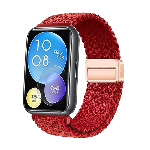 Nylon Armband für Huawei Watch Fit 2 Armband Magnetisch Armbänder Ersatzarmband Solo Loop Elastisches Verstellbares Armband mit Huawei Watch Fit 2 Sportarmband (GG,Watch Fit 2) von HAZARA
