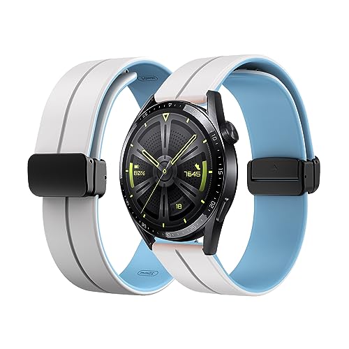 Silikon Armband für Huawei Watch GT2 46mm Magnetisch Armband 22mm Ersatzarmband Sport Silikon Weiches Armbänder mit Herren Damen Sportarmband mit Huawei Watch GT 2 46mm Ersatzband (7,22MM) von HAZARA