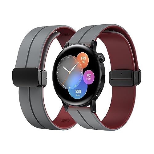 Silikon Armband für Huawei Watch GT3 42mm Magnetisch Armband 20mm Ersatzarmband Sport Silikon Weiches Armbänder mit Herren Damen Sportarmband mit Huawei Watch GT 3 42mm Ersatzband (10,20MM) von HAZARA