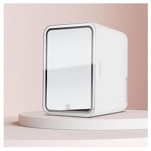 Tragbarer SchöNheitsküHlschrank, 8L,Led Spiegel,Dimmbar Small Fridge, KüHlen Oder Heizen, Auto Oder Zu Hause Mini Fridge For Bedroom, AutoküHlschrank FüR Reisen Geeignet,White von HAZARA