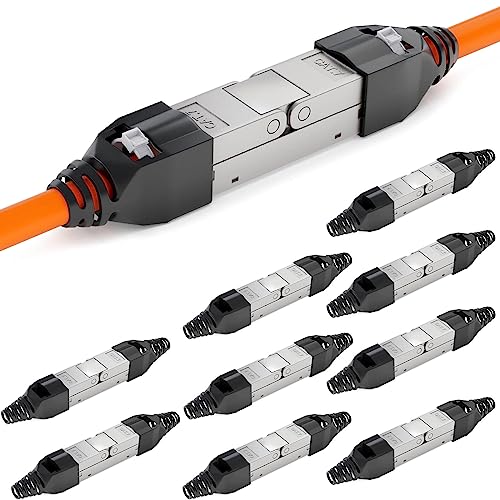 HB-DIGITAL 10x Cat7 LSA Netzwerkkabel Verbinder werkzeugloser mit Knickschutzhülle STP feldkonfektionierbare Kupplung Adapter Verlängerung für LAN Verlegekabel Ethernet Installationskabel CAT7 von HB-DIGITAL