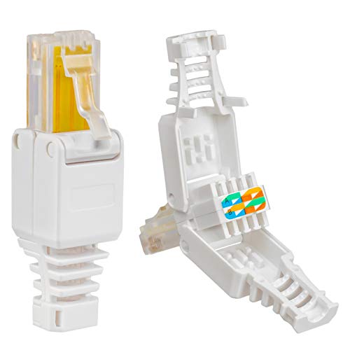 12x RJ45 Cat 5e Netzwerkstecker mit vergoldeten Kontakten cat.5e LAN Crimpstecker Gigabit Connector für Patchkabel, Verlegekabel CAT7 CAT6A CAT5 Kompatibel Werkzeugfrei Werkzeuglos DSL Stecker UTP von HB-DIGITAL