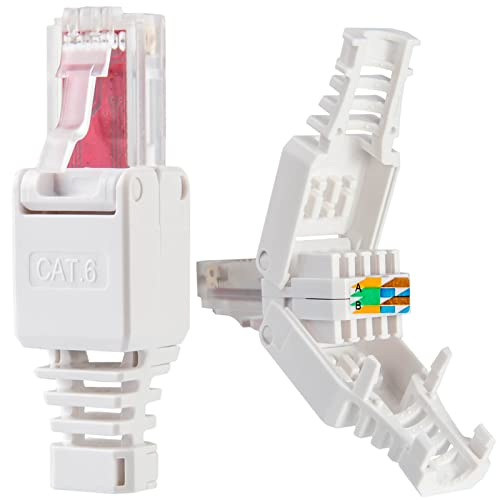16x RJ45 CAT 6 Netzwerkstecker mit vergoldeten Kontakten CAT6 LAN Crimpstecker Gigabit Connector für Patchkabel, Verlegekabel CAT7 CAT6A CAT5 Kompatibel Werkzeugfrei Werkzeuglos DSL Stecker UTP von HB-DIGITAL