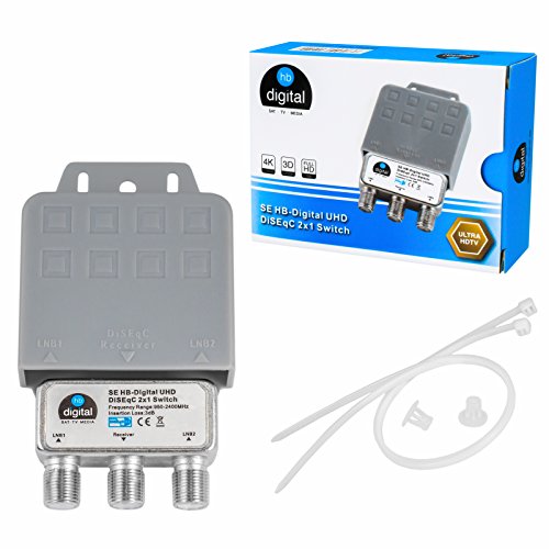 1x DiseqC Schalter SE Switch 2/1 mit Wetterschutzgehäuse HB-DIGITAL 2X SAT LNB 1 x Teilnehmer/Receiver für Full HDTV 3D 4K UHD von HB-DIGITAL