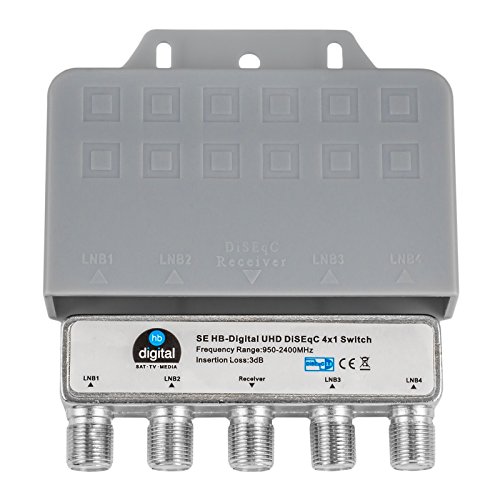 1x DiseqC Schalter SE Switch 4/1 mit Wetterschutzgehäuse HB-DIGITAL 4X SAT LNB 1 x Teilnehmer/Receiver für Full HDTV 3D 4K UHD von HB-DIGITAL