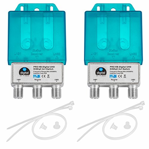 2X PRO DiseqC Schalter Switch 2/1 mit Wetterschutzgehäuse HB-DIGITAL 2X SAT LNB 1 x Teilnehmer/Receiver für Full HDTV 3D 4K UHD von HB-DIGITAL