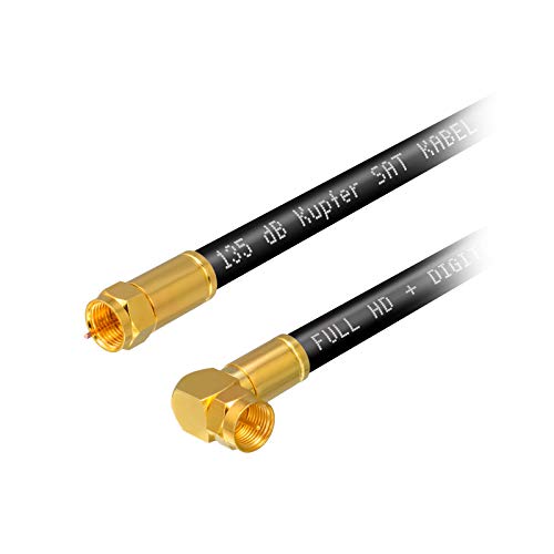 2m HB-DIGITAL HDTV reines Kupfer SAT Antennenkabel 5-Fach geschirmt max 135dB RG6 Koax Kompressionsstecker VERGOLDET gewinkelt 90° Grad Koaxial Kabel 1080p Full HD 3D UHD Ultra 4K F-Stecker schwarz von HB-DIGITAL