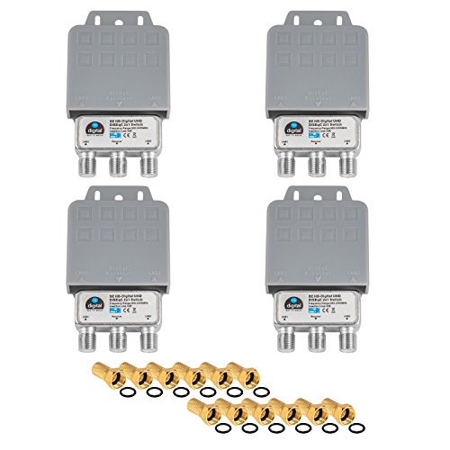 4X DiseqC Schalter Switch 2/1 mit Wetterschutzgehäuse HB-DIGITAL 2X SAT LNB 1 x Teilnehmer/Receiver für Full HDTV 3D 4K UHD + 12 x Vergoldete F-Stecker Vergoldet 4X DiseqC Schalter Switch 2/1 mit Wetterschutzgehäuse HB-DIGITAL 2X SAT LNB 1 x Teilnehmer/Receiver für Full HDTV 3D 4K UHD + 12 x Vergoldete F-Stecker Vergoldet von HB-DIGITAL