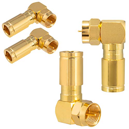 HB-DIGITAL 4x Winkel SAT Kabel Adapter F-stecker für Antennenkabel Antennenadapter Sat Kabel Koaxialkabel Steckverbinder 90° Grad Ø 6.8 – 7.2 mm Kompressionsstecker - Vergoldet von HB-DIGITAL