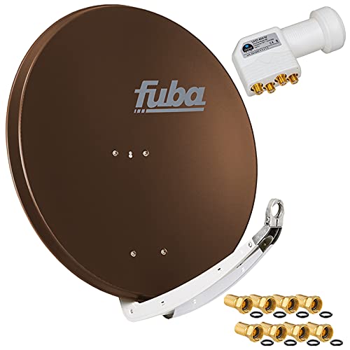 FUBA 4 Teilnehmer Digital SAT Anlage DAA850B braun + Hochwertiger Quad LNB weiß + 8 Vergoldete F-Stecker FUBA 4 Teilnehmer Digital SAT Anlage DAA850B braun + Hochwertiger Quad LNB weiß + 8 Vergoldete F-Stecker von HB-DIGITAL