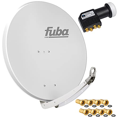 FUBA 4 Teilnehmer Digital SAT Anlage DAA850G hellgrau + Hochwertiger Quad LNB + 8 Vergoldete F-Stecker FUBA 4 Teilnehmer Digital SAT Anlage DAA850G hellgrau + Hochwertiger Quad LNB + 8 Vergoldete F-Stecker von HB-DIGITAL