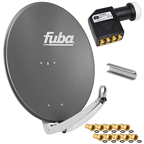 FUBA 78cm für 8 Teilnehmer (Direktanschluss) Digital SAT Anlage DAA780A + Octo LNB schwarz 0,1dB Full HDTV 4K 3D + 16 Vergoldete F-Stecker und F- Montageschlüssel gratis dazu von HB-DIGITAL