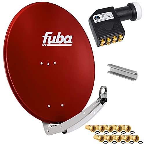 FUBA 78cm für 8 Teilnehmer (Direktanschluss) Digital SAT Anlage DAA780R + Octo LNB schwarz 0,1dB Full HDTV 4K 3D + 16 Vergoldete F-Stecker und F- Montageschlüssel gratis dazu von HB-DIGITAL