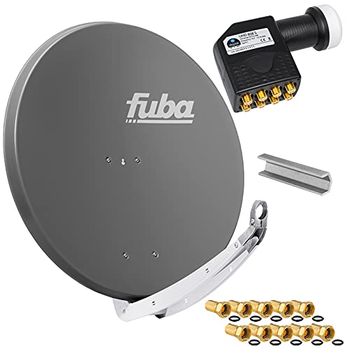 FUBA 85cm für 8 Teilnehmer (Direktanschluss) Digital SAT Anlage DAA850A + Octo LNB schwarz 0,1dB Full HDTV 4K 3D + 16 Vergoldete F-Stecker und F- Montageschlüssel gratis dazu von HB-DIGITAL
