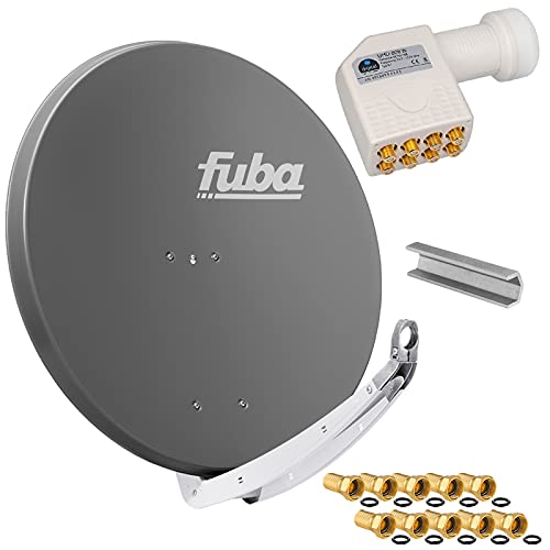 FUBA 85cm für 8 Teilnehmer (Direktanschluss) Digital SAT Anlage DAA850A + Octo LNB weiß 0,1dB Full HDTV 4K 3D + 16 Vergoldete F-Stecker und F- Montageschlüssel gratis dazu von HB-DIGITAL