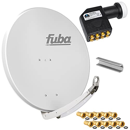 FUBA 85cm für 8 Teilnehmer (Direktanschluss) Digital SAT Anlage DAA850G + Octo LNB schwarz 0,1dB Full HDTV 4K 3D + 16 Vergoldete F-Stecker und F- Montageschlüssel gratis dazu von HB-DIGITAL
