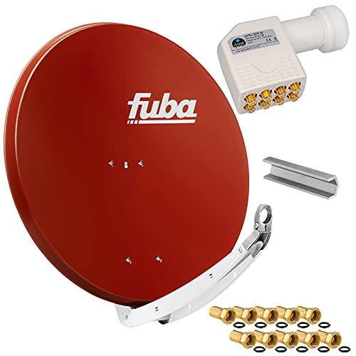 FUBA 85cm für 8 Teilnehmer (Direktanschluss) Digital SAT Anlage DAA850R + Octo LNB weiß 0,1dB Full HDTV 4K 3D + 16 Vergoldete F-Stecker und F- Montageschlüssel gratis dazu von HB-DIGITAL