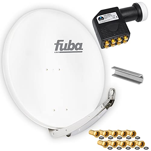 FUBA 85cm für 8 Teilnehmer (Direktanschluss) Digital SAT Anlage DAA850W + Octo LNB schwarz 0,1dB Full HDTV 4K 3D + 16 Vergoldete F-Stecker und F- Montageschlüssel gratis dazu von HB-DIGITAL