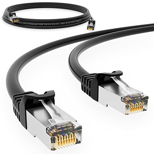 HB-DIGITAL 0,25m Netzwerkkabel LAN CAT.6 Kabel - Übertragungsgeschwindigkeit bis zu 1 Gbit/s - RJ45 Stecker 25cm cat 6 Schwarz Kupfer Profi S/FTP Cat6 Ethernet Cable Patchcable Switch Router Modem von HB-DIGITAL