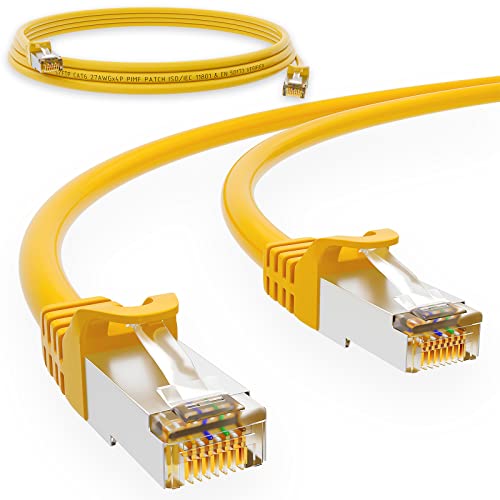 HB-DIGITAL 0,25m Netzwerkkabel LAN CAT.6 Kabel - Übertragungsgeschwindigkeit bis zu 1 Gbit/s - RJ45 Stecker cat 6 Gelb Kupfer Profi S/FTP Cat6 Ethernet Cable Patchcable Switch Router Modem von HB-DIGITAL