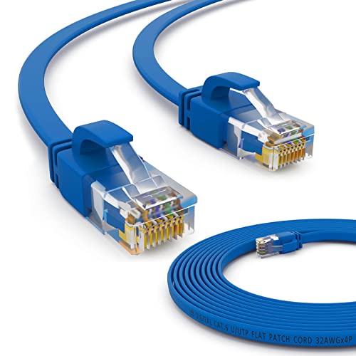 HB-DIGITAL 0,25m Netzwerkkabel LAN Flach Patchkabel mit RJ45 Stecker Kupfer Profi Slim flexibel für Gigabit Ethernet kompatibel mit PC, Router, Switch, Modem, TV, Spiel Konsole Blau von HB-DIGITAL