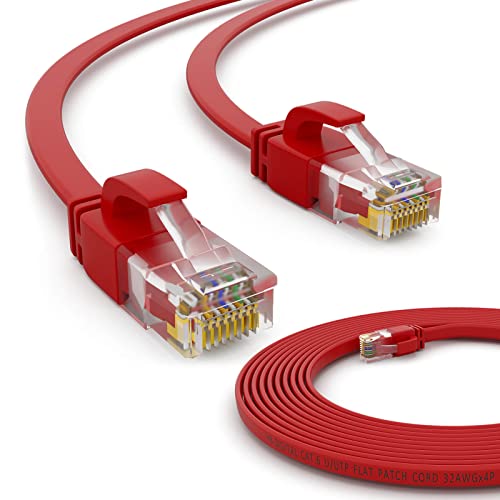 HB-DIGITAL 0,25m Netzwerkkabel LAN Flach Patchkabel mit RJ45 Stecker Kupfer Profi Slim flexibel für Gigabit Ethernet kompatibel mit PC, Router, Switch, Modem, TV, Spiel Konsole Rot von HB-DIGITAL