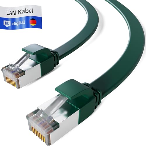 HB-DIGITAL 0,25m Patchkabel CAT.7 Rohkabel LAN Flach U/FTP Netzwerkkabel 2X RJ45 Stecker Kupfer Profi Slim flexibel 10 Gbits Ethernet Port Internet-Cable PC Router Switch TV Konsole grün von HB-DIGITAL