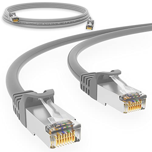 HB-DIGITAL 0,5m Netzwerkkabel LAN CAT.6 Kabel - Übertragungsgeschwindigkeit bis zu 1 Gbit/s - RJ45 Stecker 25cm cat 6 Grau Kupfer Profi S/FTP Cat6 Ethernet Cable Patchcable Switch Router Modem von HB-DIGITAL