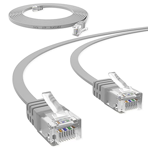 HB-DIGITAL 0,5m Netzwerkkabel LAN Flach Patchkabel mit RJ45 Stecker Kupfer Profi Slim flexibel für Gigabit Ethernet kompatibel mit PC, Router, Switch, Modem, TV, Spiel Konsole Grau von HB-DIGITAL