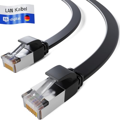 HB-DIGITAL 0,5m Patchkabel CAT.7 Rohkabel LAN Flach U/FTP Netzwerkkabel 2X RJ45 Stecker Kupfer Profi Slim flexibel 10 Gbits Ethernet Port Internet-Cable PC Router Switch TV Konsole schwarz von HB-DIGITAL