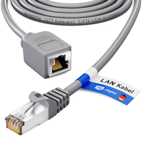 HB-DIGITAL 0,5m LAN Kabel Rohkabel CAT 7 Verlängerung für Ethernet Netzwerkkabel RJ45 Stecker auf RJ45 Buchse 10 Gbit/s S/FTP Kupfer PIMF - Grau von HB-DIGITAL