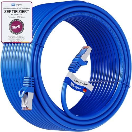 HB-DIGITAL 10m LAN Kabel RJ45 Patchkabel mit CAT 7 Rohkabel S/FTP - GHMT zertifiziert - 10 Gigabit Ethernet Netzwerkkabel Kupfer Profi PiMF für Patchpanel Switch PC Router - Blau HB-DIGITAL 10m LAN Kabel RJ45 Patchkabel mit CAT 7 Rohkabel S/FTP - GHMT zertifiziert - 10 Gigabit Ethernet Netzwerkkabel Kupfer Profi PiMF für Patchpanel Switch PC Router - Blau von HB-DIGITAL