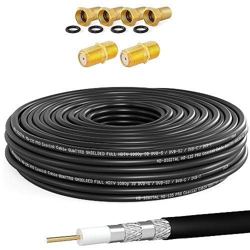 HB-DIGITAL 10m Koaxialkabel SAT HQ135 PRO inkl. 2x F-Verbinder + 4x F-Stecker vergoldet GRATIS dazu | Satellit Antennenkabel 4-Fach geschirmt für DVB-S/S2 DVB-C/C2 DVB-T/T2 DAB+Radio BK Anlagen HB-DIGITAL 10m Koaxialkabel SAT HQ135 PRO inkl. 2x F-Verbinder + 4x F-Stecker vergoldet GRATIS dazu | Satellit Antennenkabel 4-Fach geschirmt für DVB-S/S2 DVB-C/C2 DVB-T/T2 DAB+Radio BK Anlagen von HB-DIGITAL