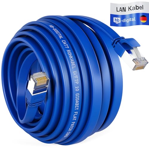 HB-DIGITAL 10m LAN Kabel RJ45 Patchkabel mit CAT 7 Rohkabel U/FTP Flach – 10 Gigabit Ethernet Netzwerkkabel Kupfer Profi PiMF für Patchpanel Switch PC Router – Blau HB-DIGITAL 10m LAN Kabel RJ45 Patchkabel mit CAT 7 Rohkabel U/FTP Flach – 10 Gigabit Ethernet Netzwerkkabel Kupfer Profi PiMF für Patchpanel Switch PC Router – Blau von HB-DIGITAL