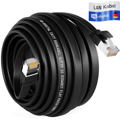 HB-DIGITAL 10m LAN Kabel RJ45 Patchkabel mit CAT 7 Rohkabel U/FTP Flach – 10 Gigabit Ethernet Netzwerkkabel Kupfer Profi PiMF für Patchpanel Switch PC Router – Schwarz HB-DIGITAL 10m LAN Kabel RJ45 Patchkabel mit CAT 7 Rohkabel U/FTP Flach – 10 Gigabit Ethernet Netzwerkkabel Kupfer Profi PiMF für Patchpanel Switch PC Router – Schwarz von HB-DIGITAL