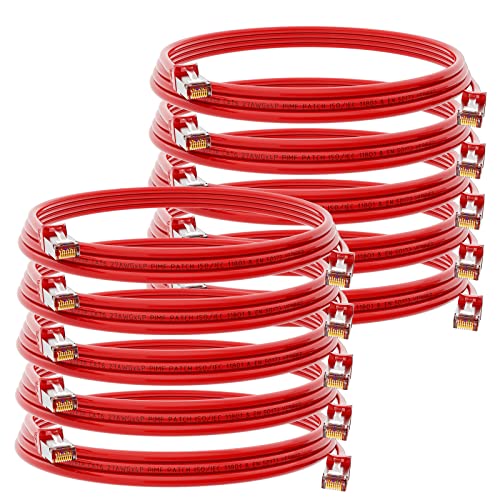 HB-DIGITAL 10x 3m Netzwerkkabel LAN CAT.6 Kabel - Übertragungsgeschwindigkeit bis zu 1 Gbit/s - RJ45 Stecker 25cm cat 6 Rot Kupfer Profi S/FTP Cat6 Ethernet Cable Patchcable Switch Router Modem von HB-DIGITAL