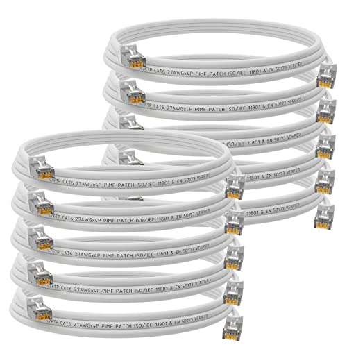 HB-DIGITAL 10x 5m Netzwerkkabel LAN CAT.6 Kabel - Übertragungsgeschwindigkeit bis zu 1 Gbit/s - RJ45 Stecker 25cm cat 6 Weiß Kupfer Profi S/FTP Cat6 Ethernet Cable Patchcable Switch Router Modem von HB-DIGITAL