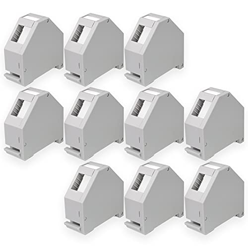 HB-DIGITAL 10x Hutschienenadapter RJ45 Keystone Halterung für Hutschiene 35mm geeignet für Keystonemodule Cat.5e Cat.6/6a Cat.8 Netzwerk Buchse Ethernet LAN Verlegekabel Montage von HB-DIGITAL