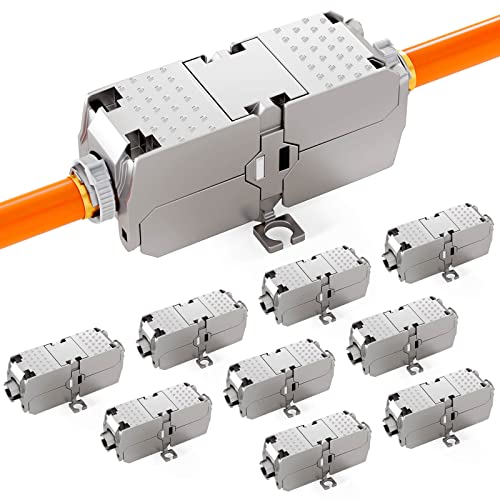 HB-DIGITAL 10x Cat 6a LSA Netzwerkkabel Verbinder 10 Gbit/s werkzeuglose LAN Kupplung & Verlängerung für LAN Verlegekabel Ethernet Installationskabel RJ45 Anschluss kompatibel mit LSA Kabel von HB-DIGITAL