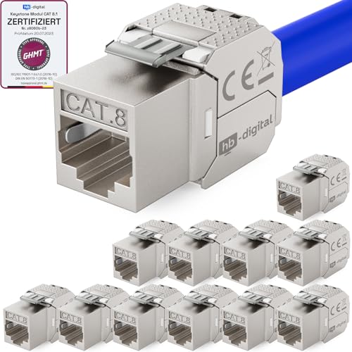 HB-DIGITAL 12x CAT 8.1 Keystone Jack RJ45 Keystone Modul LSA auf RJ45 Buchse STP 2000MHz 40 Gbit/s Einbaubuchse für CAT 5e/6/6a/7 Ethernet LAN Netzwerkkabel Patchpanel Netzwerkdose von HB-DIGITAL