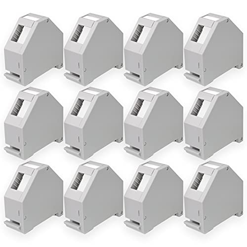 HB-DIGITAL 12x Hutschienenadapter RJ45 Keystone Halterung für Hutschiene 35mm geeignet für Keystonemodule Cat.5e Cat.6/6a Cat.8 Netzwerk Buchse Ethernet LAN Verlegekabel Montage von HB-DIGITAL