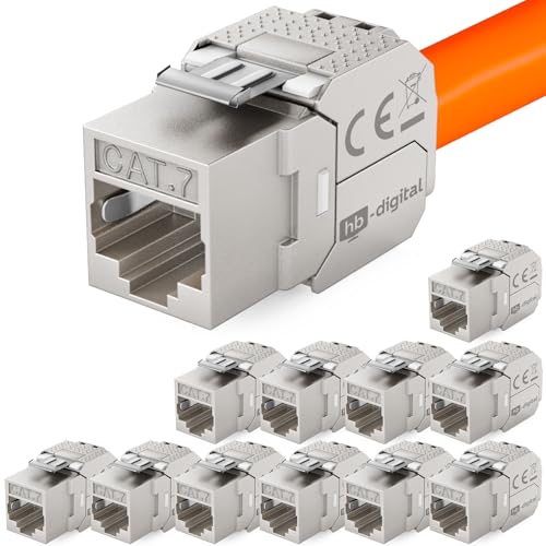 HB-DIGITAL 12x Keystone RJ45 CAT 7 Keystone Modul Schneidklemme (LSA) auf RJ45 Buchse STP bis zu 600MHz 10.000Mbit/s Einbaubuchse für CAT 5e/6/6a/7 Ethernet LAN Netzwerkkabel Patchpanel Netzwerkdose von HB-DIGITAL