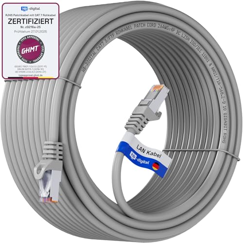 HB-DIGITAL 15m LAN Kabel RJ45 Patchkabel mit CAT 7 Rohkabel S/FTP - GHMT zertifiziert - 10 Gigabit Ethernet Netzwerkkabel Kupfer Profi PiMF für Patchpanel Switch PC Router - Grau HB-DIGITAL 15m LAN Kabel RJ45 Patchkabel mit CAT 7 Rohkabel S/FTP - GHMT zertifiziert - 10 Gigabit Ethernet Netzwerkkabel Kupfer Profi PiMF für Patchpanel Switch PC Router - Grau von HB-DIGITAL