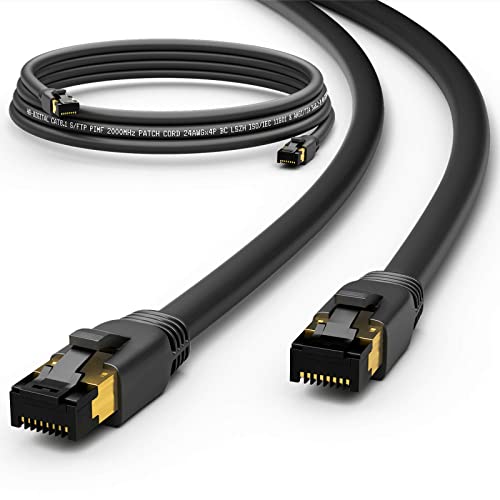 HB-DIGITAL 15m CAT 8.1 Netzwerkkabel S/FTP LSZH Schwarz 40 Gbits | LAN Patchkabel Gigabit RJ45 Stecker Ethernet Data Cable | 40000 Mbits Übertragungsgeschwindigkeit PIMF 2000 MHz Cat.6 Cat.7 Cat.8 von HB-DIGITAL