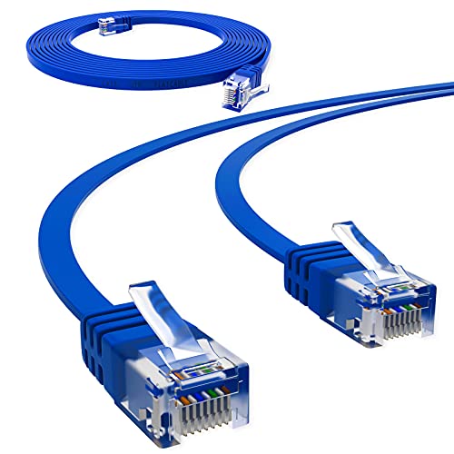 HB-DIGITAL 15m Netzwerkkabel LAN Flach Patchkabel mit RJ45 Stecker Kupfer Profi Slim flexibel für Gigabit Ethernet kompatibel mit PC, Router, Switch, Modem, TV, Spiel Konsole Blau von HB-DIGITAL