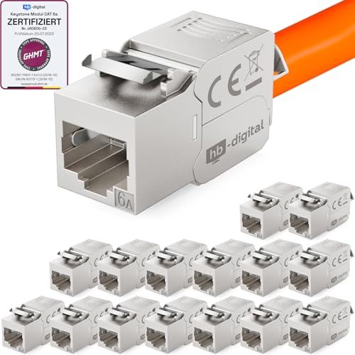 HB-DIGITAL 16x CAT 6a Keystone RJ45 Modul Buchse für LAN Kabel - GHMT Zertifiziert - 10 Gbit/s bis 500 MHz AWG 22-24 werkzeuglos LSA vollgeschirmt STP Einbaubuchse für Patchpanel und Netzwerkdose HB-DIGITAL 16x CAT 6a Keystone RJ45 Modul Buchse für LAN Kabel - GHMT Zertifiziert - 10 Gbit/s bis 500 MHz AWG 22-24 werkzeuglos LSA vollgeschirmt STP Einbaubuchse für Patchpanel und Netzwerkdose von HB-DIGITAL