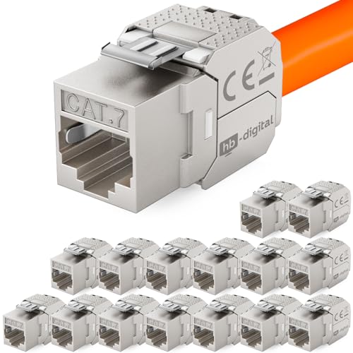 HB-DIGITAL 16x Keystone RJ45 CAT 7 Keystone Modul Schneidklemme (LSA) auf RJ45 Buchse STP bis zu 600MHz 10.000Mbit/s Einbaubuchse für CAT 5e/6/6a/7 Ethernet LAN Netzwerkkabel Patchpanel Netzwerkdose von HB-DIGITAL