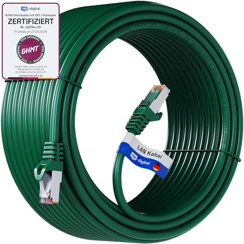 HB-DIGITAL 20m LAN Kabel RJ45 Patchkabel mit CAT 7 Rohkabel S/FTP - GHMT zertifiziert - 10 Gigabit Ethernet Netzwerkkabel Kupfer Profi PiMF für Patchpanel Switch PC Router - Grün HB-DIGITAL 20m LAN Kabel RJ45 Patchkabel mit CAT 7 Rohkabel S/FTP - GHMT zertifiziert - 10 Gigabit Ethernet Netzwerkkabel Kupfer Profi PiMF für Patchpanel Switch PC Router - Grün von HB-DIGITAL