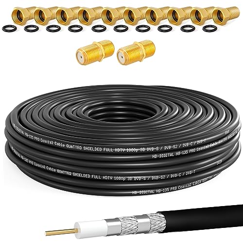 HB-DIGITAL 20m Koaxialkabel SAT HQ135 PRO inkl. 2x F-Verbinder + 10x F-Stecker vergoldet GRATIS dazu | Satellit Antennenkabel 4-Fach geschirmt für DVB-S/S2 DVB-C/C2 DVB-T/T2 DAB+Radio BK Anlagen HB-DIGITAL 20m Koaxialkabel SAT HQ135 PRO inkl. 2x F-Verbinder + 10x F-Stecker vergoldet GRATIS dazu | Satellit Antennenkabel 4-Fach geschirmt für DVB-S/S2 DVB-C/C2 DVB-T/T2 DAB+Radio BK Anlagen von HB-DIGITAL