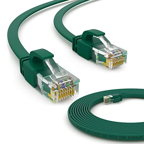 HB-DIGITAL 20m Netzwerkkabel LAN Flach Patchkabel mit RJ45 Stecker Kupfer Profi Slim flexibel für Gigabit Ethernet kompatibel mit PC, Router, Switch, Modem, TV, Spiel Konsole Grün von HB-DIGITAL